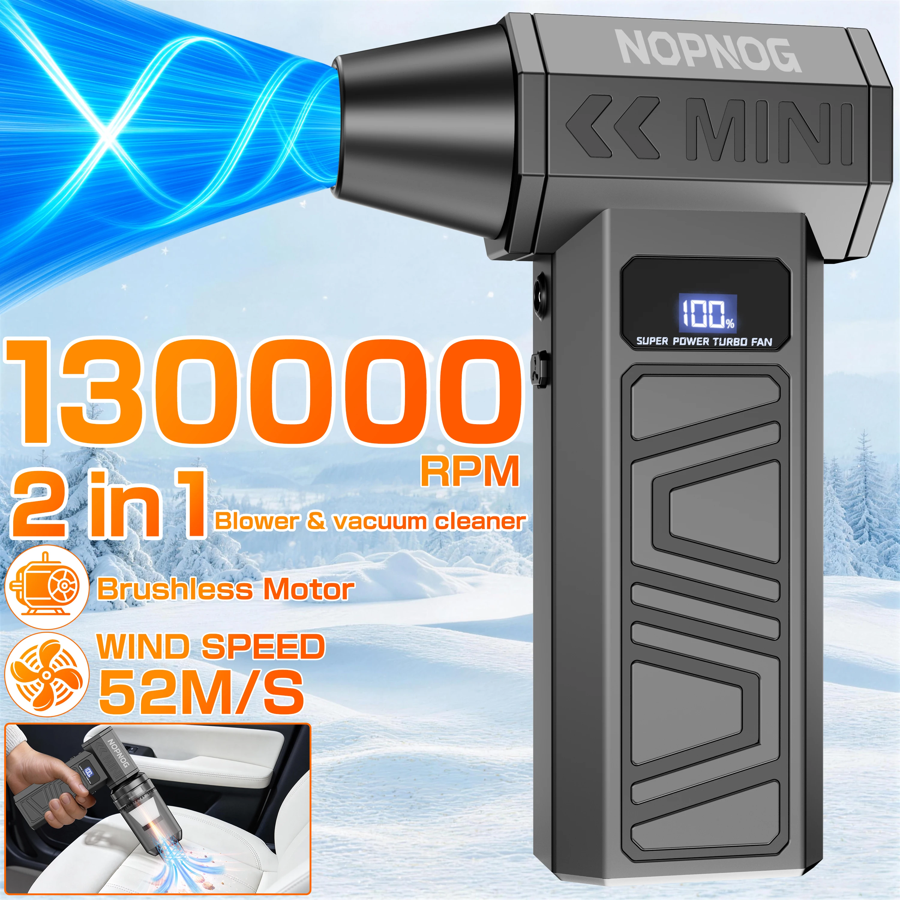 

Vacuum Cleaner Turbo Blower Jet Fan Auto Accessories Multi-scenario Use Blow Snow Cleaning Blowing Tool Car Violent Fan