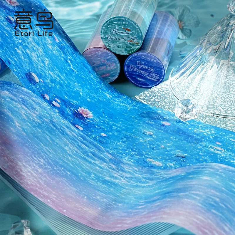 1Roll/5x200cm Layered Ocean Wave PET Tape Gradient Shade for DIY Handmade Album Scrapbooking Decorative Paper Supplies