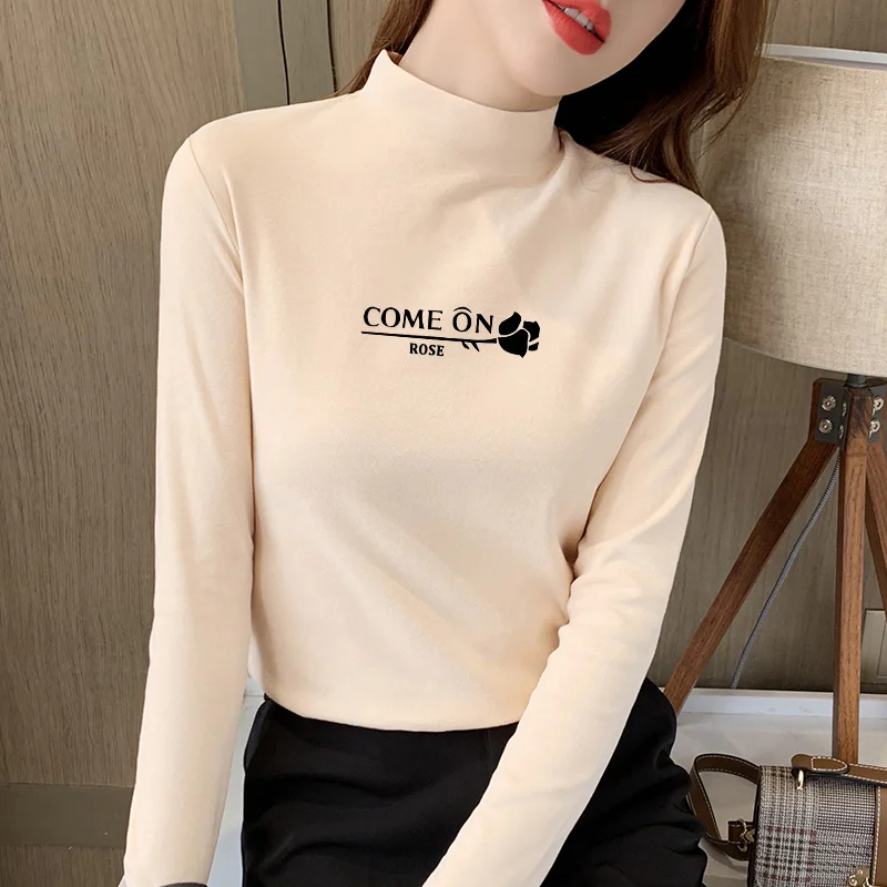 High Quality Women's Base Shirt Guangzhou Thirteenth Factory Premium Winter Long Sleeve High Collar Slim Fit Commute Style