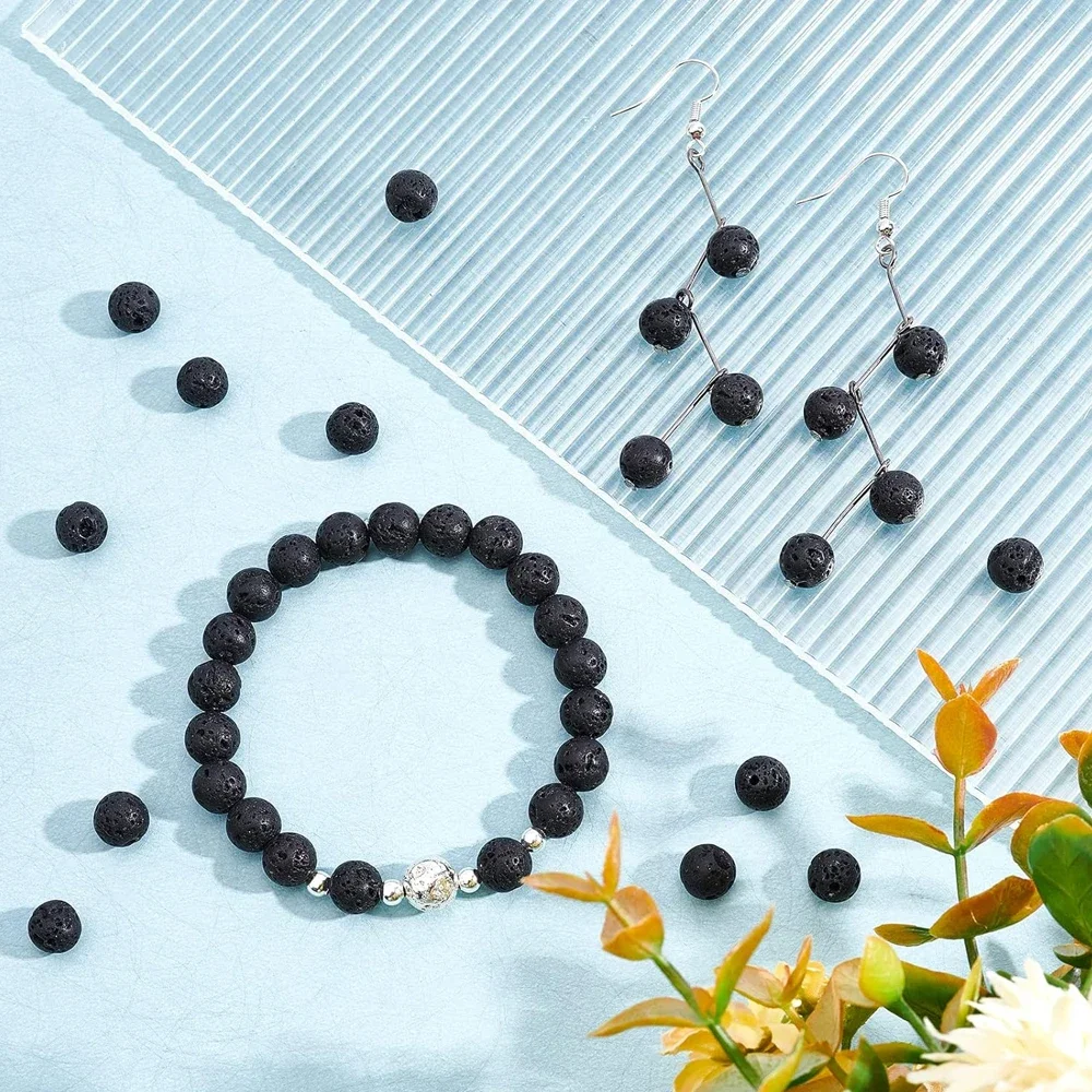 

Natural Volcanic Rock Black Lava Stone Beads Round Loose Spacer Beads for Jewelry Making DIY Fashion Decoration 4/6/8/10/mm