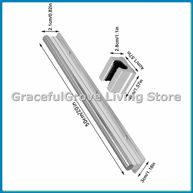 

Линейные рельсы и подшипники, 1 шт. Линейная направляющая 500 мм + 2 шт. Линейный подшипник 12 мм Скользящие блоки SBR12UU-ABFB