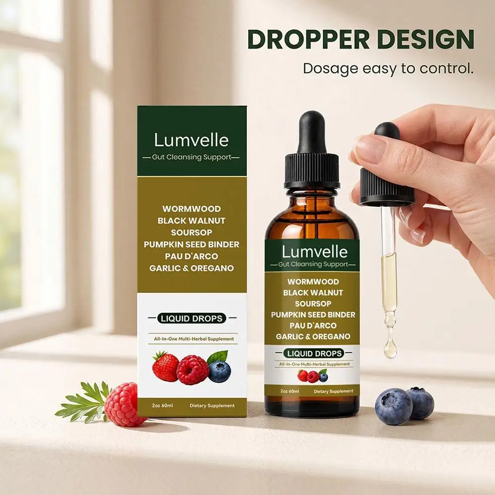 Lumvelle Wormwood Black Walnut Body Care Drops,Multi Plant Mixed Intestinal Care Supplement Ampoule Body Relief Care Drops