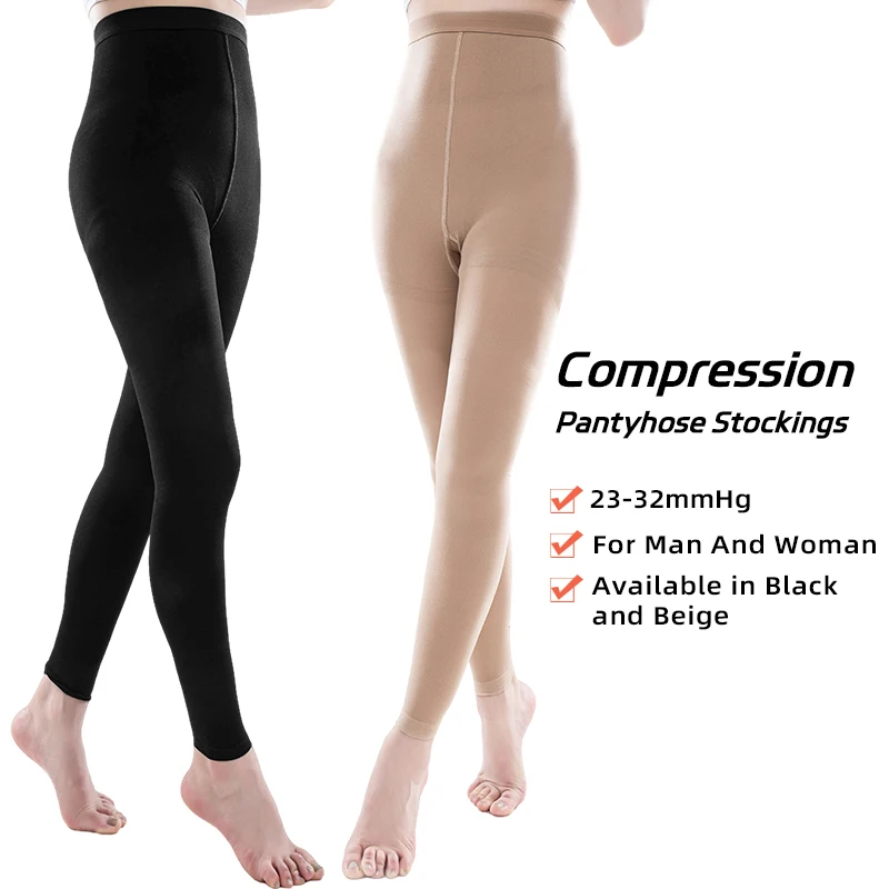 20-30mmHg Women Medical Compression Pantyhose Stockings Varicose Veins Footless Graduated Support Thighs Pantyhose Sleeve M-5XL