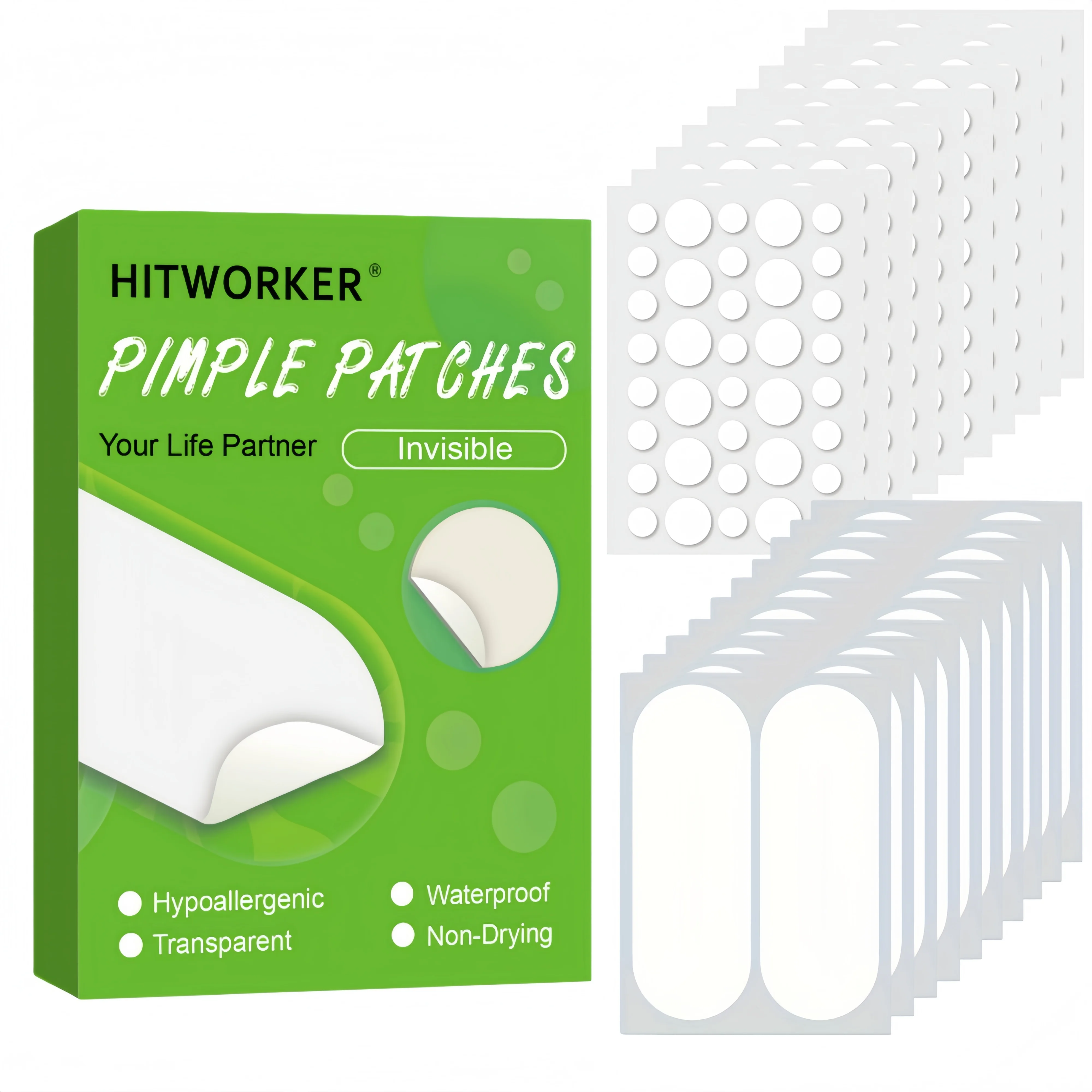 Hydrogel acne removing patch (2 shapes), 190/380 pieces/box, deep cleaning acne removing patch, effective acne removing patch