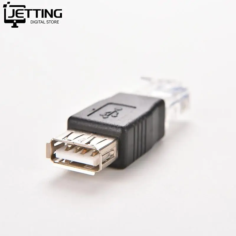 PC Crystal Head RJ45 Male to USB 2.0 AF A Female Adapter Connector Laptop LAN Network Cable Ethernet Converter Transverter Plug