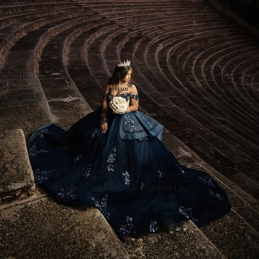 Magnifiques robes de Quinceanera en cristal, robes de bal à paillettes pour filles, fête d'anniversaire, douce 16, personnalisées, épaules dénudées, robe de cérémonie