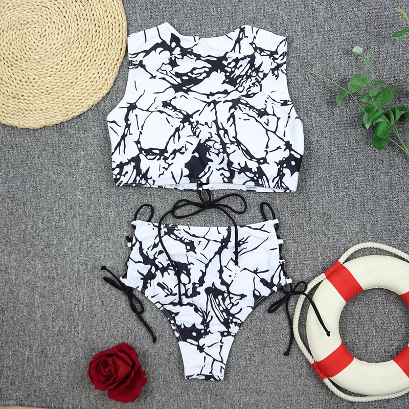 Sexy Woman Swimwear 2025 High Waist Bikinis Shorts Swimsuit Women Ribbed Two-piece Bathing Suits Summer Bikinis Set Swim Suits