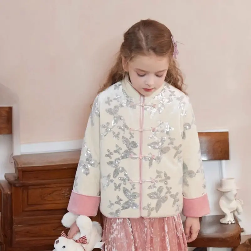 

Girls' 2026 New Chinese style Coat Skirt 2-piece Set Long Sleeve Winter New Chinese Children's Embroidery Clothing Set LI650