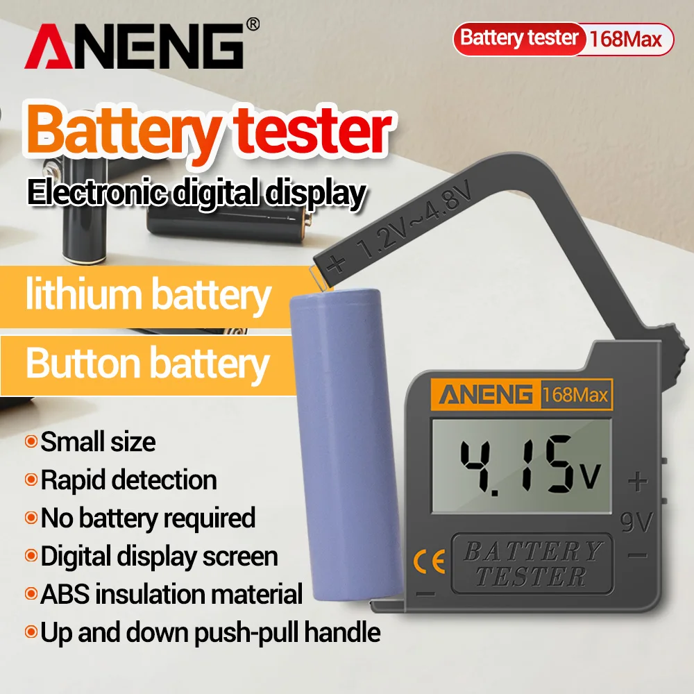 Universal Digital Battery capacity Tester ANENG AA/AAA/1.5V/9V/C/D 3.7V Lithium Battery CR2032/LR44 Button Battery Detection