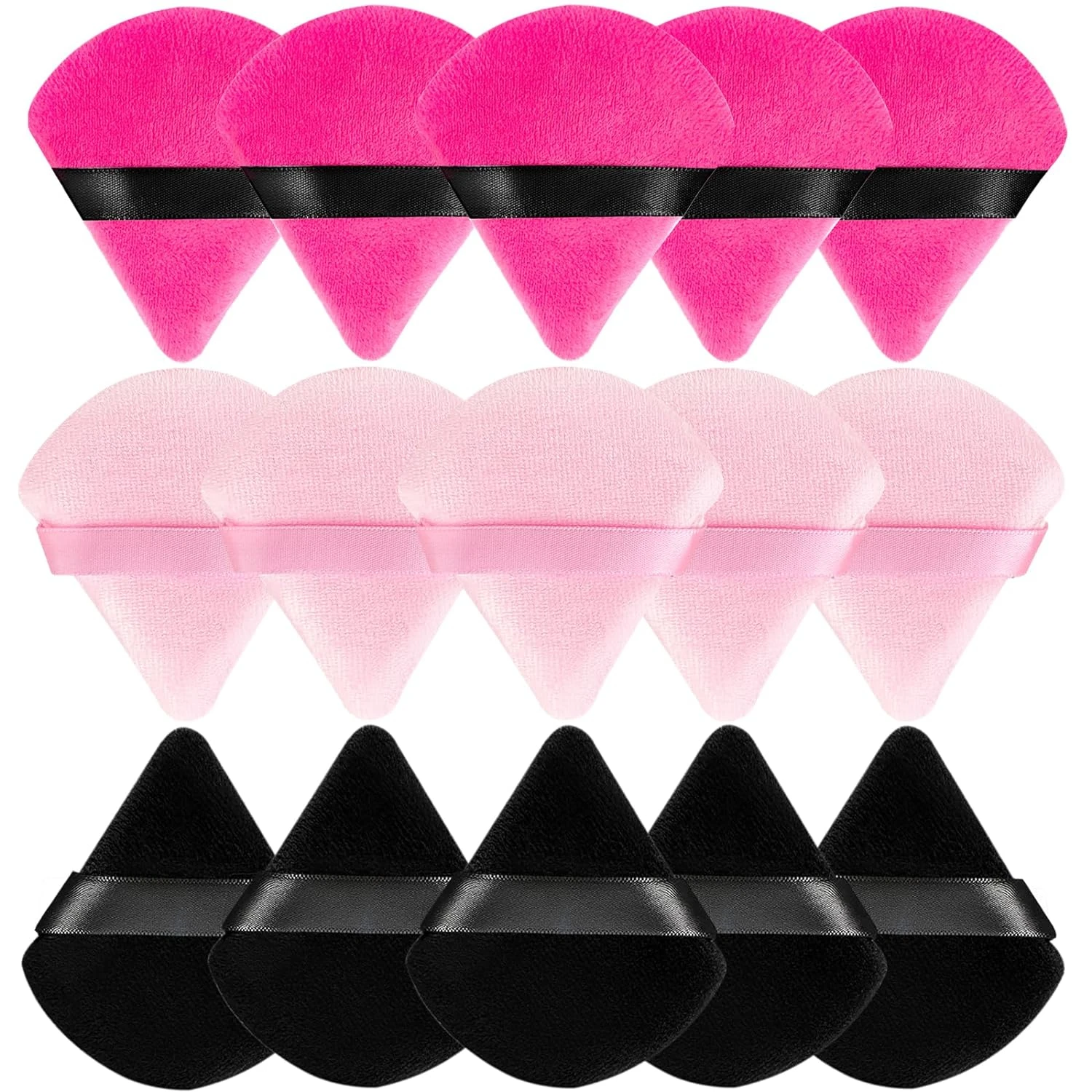 Exquisitely Soft and Velvety Set of 15 Reusable Triangle Powder Puffs - Essential Makeup Tools for Precise Application on Under 