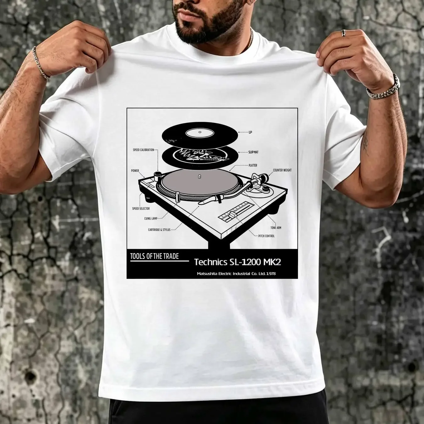washed T Shirt Technics SL 1200 MK2 vintage Washed Stretched Casual fashion Unisex homme Comfortable Soft Top For Everyday Wear