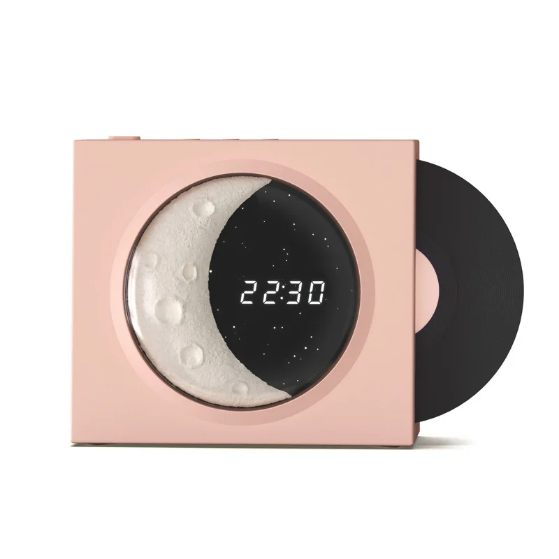 Wireless Bluetooth Speaker FM RADIO Star moon ambient light  birthday gift vinyl record player high sound quality,digital clock