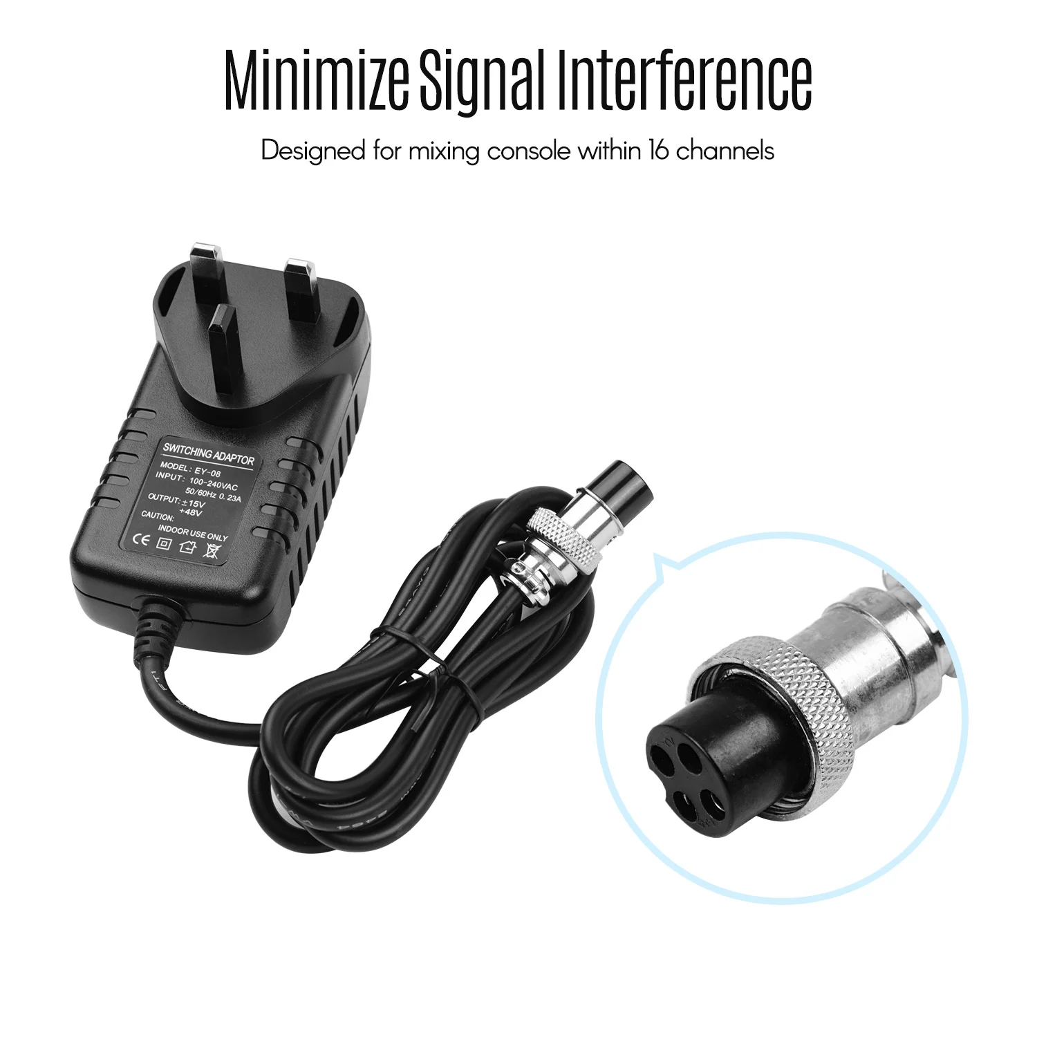 Mixing Console Mixer Power Supply AC Adapter 15V 230mA 4-Pin Round Connector for 16 Channels or Below Mixing Consoles