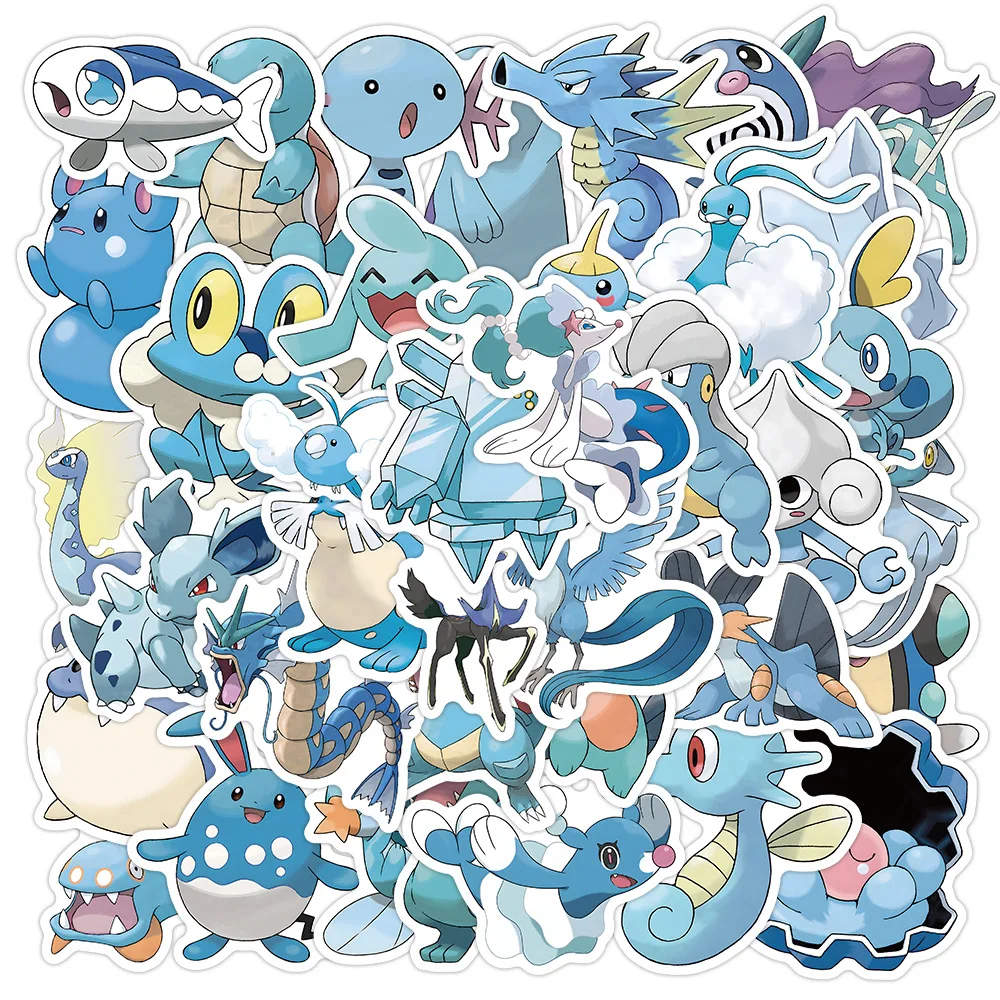 

10/50PCS Blue Cute Pokemon Anime Stickers Decal DIY Suitcase Laptop Scrapbook Phone Guitar Cup Graffiti Cartoon Sticker Kids Toy