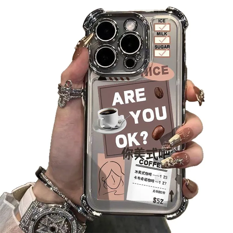 

Four Corners Airbag Plating Phone Case For Iphone 16 15 14 13 12 11 Pro Max Plus Xs Colorful Painted Phone Case Cover Hard Shell