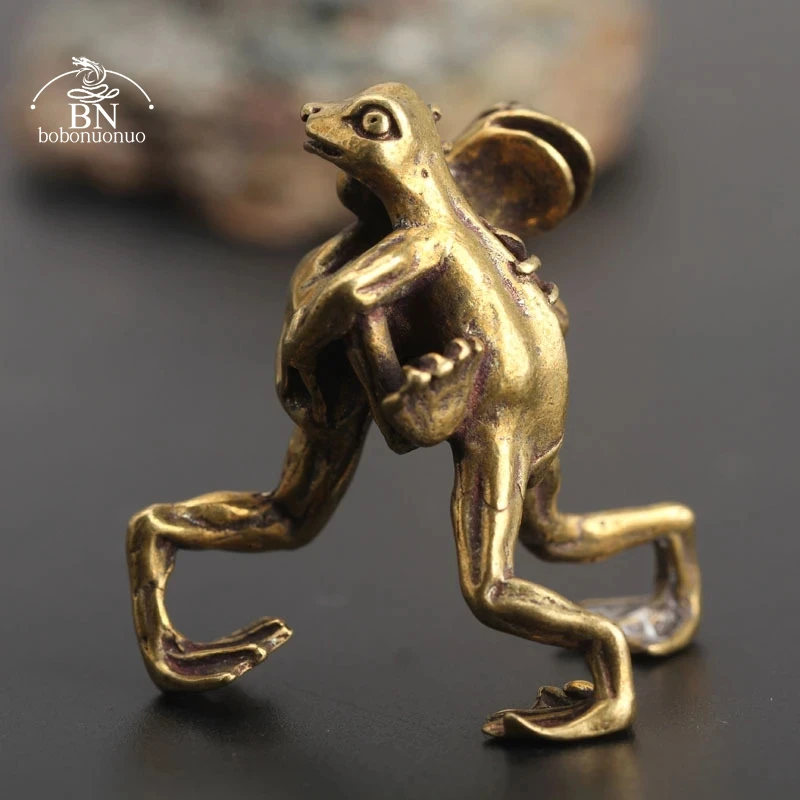 العتيقة النحاس النقي الصلبة الضفادع المصارعة الشاي الحيوانات الأليفة تمثال النحاس الحيوان الجدول زخرفة اكسسوارات ديكور المنزل لغرفة المعيشة