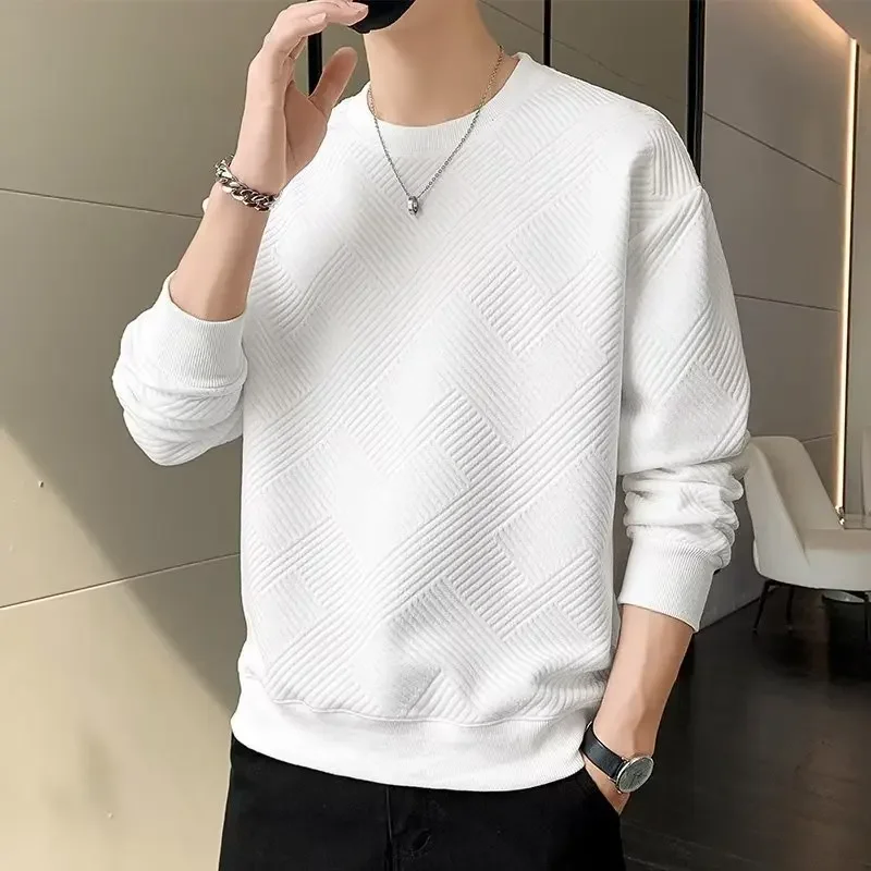 New Loose-fit Men's Trendy Pullover Sweatshirt Casual Solid Color Round Neck Sweatshirt Trendy Autumn Hoodies Sweatshirts