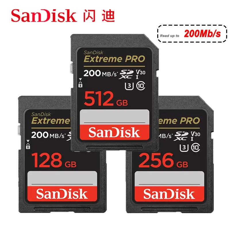 SanDisk Extreme Pro SD Card 128GB 64GB 32GB 512GB 256G 1TB SD 128gb Flash Memory Card SD U3 4K V30 Cards SDXC SDHC for Camera