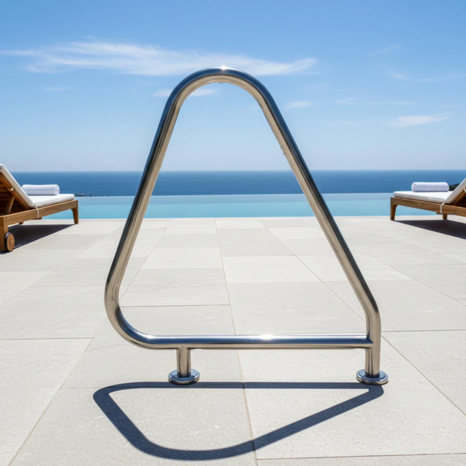 Pool Handrail with Mounting Base Stainless Steel Pool Handrail Floor-Mount Rust-Resistant for Homeowners