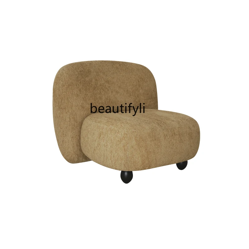 

Medieval style living room sofa single chair French retro small apartment with armrests solid wood leisure chair wabi sandy
