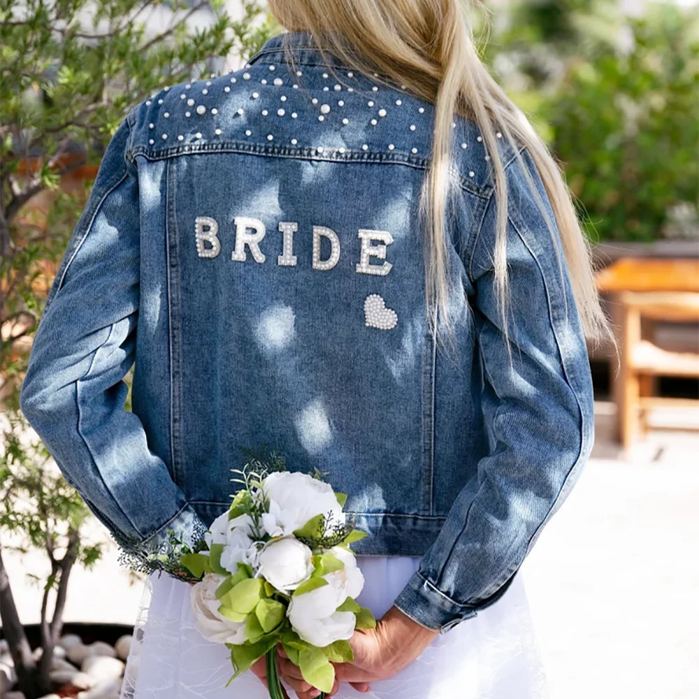 

Personalized Wedding custom bride to be Wife Jacket-pearl Future Mrs team bachelorette party bridal shower honeymoon gift Jacket