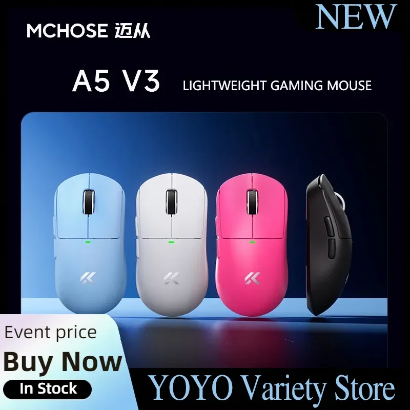 

MCHOSE A5 V3 Wireless Gaming Mouse Bluetooth Tri-Mode 3395 Exclusive Small-Hand Design For Esports Computer Peripherals Mouse