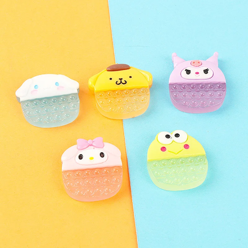 10pcs Cartoon Kawaii Mini Resin Animal Bubble Toy Crafts Accessories Materials Embellishment Flatback Charm Figure Scrapbook Diy