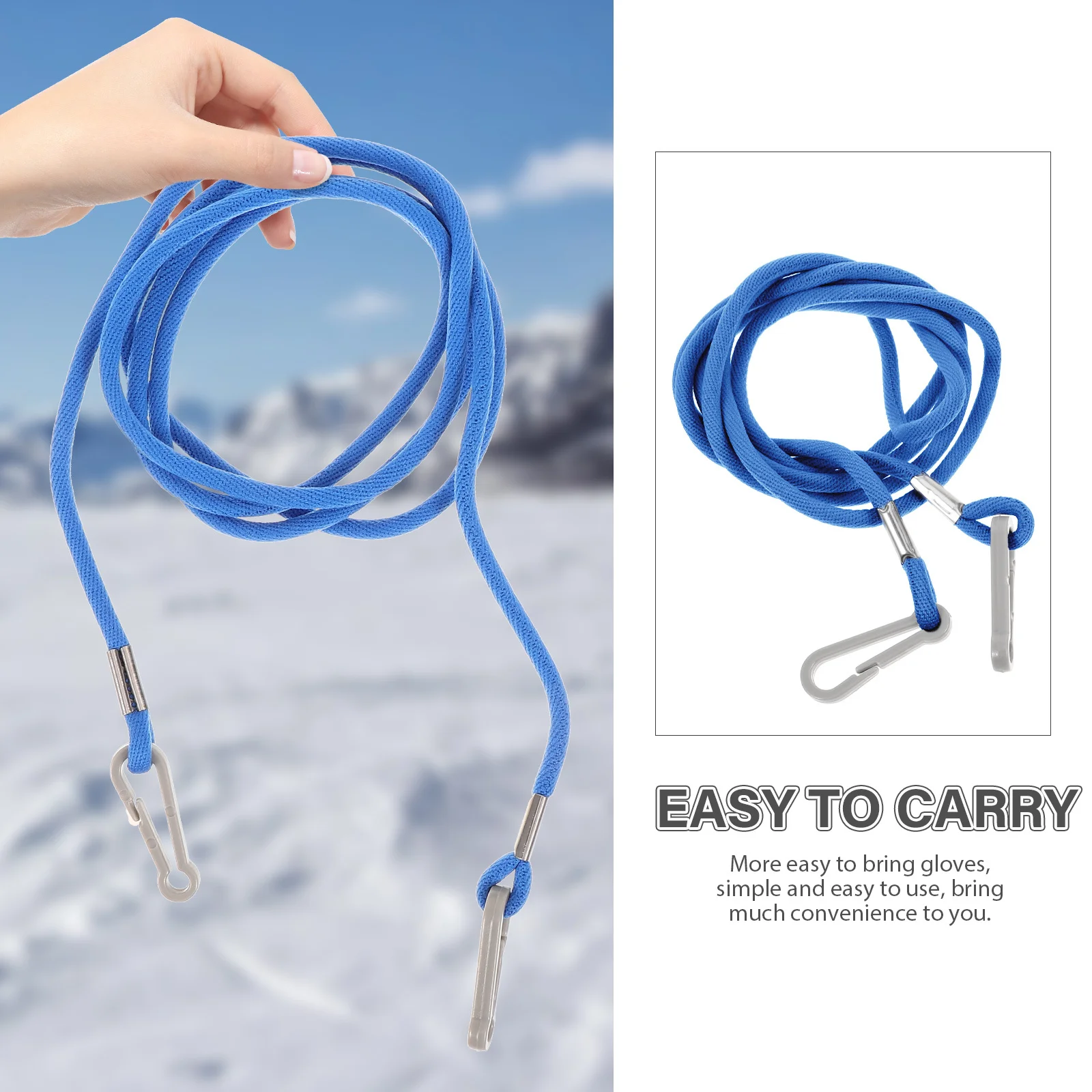 

Ski Gloves Lanyard Comfortable Wear-Resistant Mitten Strap Easy Use Anti-Lost Rope for Gloves Winter Glove Rope