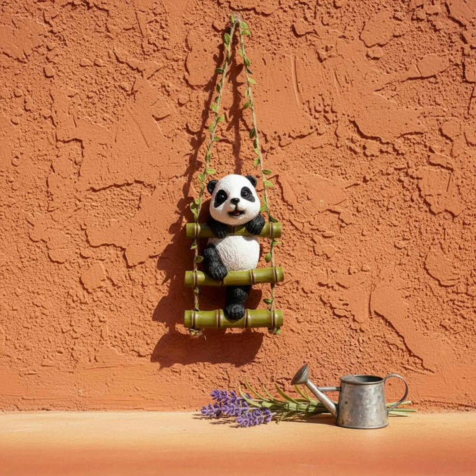 Hand Painted Resin Hanging Decor Climbing Panda Bunny Pig Figurine Outdoor Garden Wall Ornament for Terrace Backyard Decoration