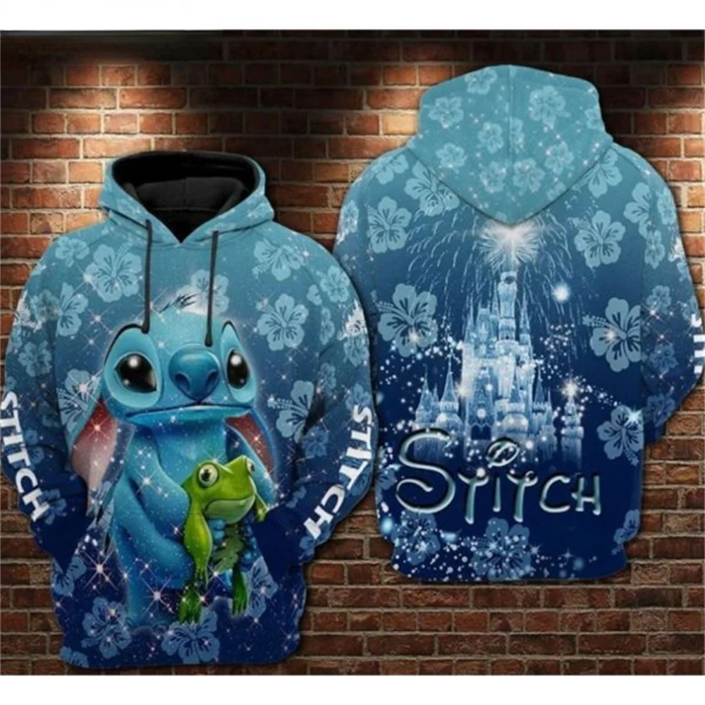 

Stitch Frog Hibiscus 3D Hoodie Disney 3D Hoodie For Men Women S To 6XL