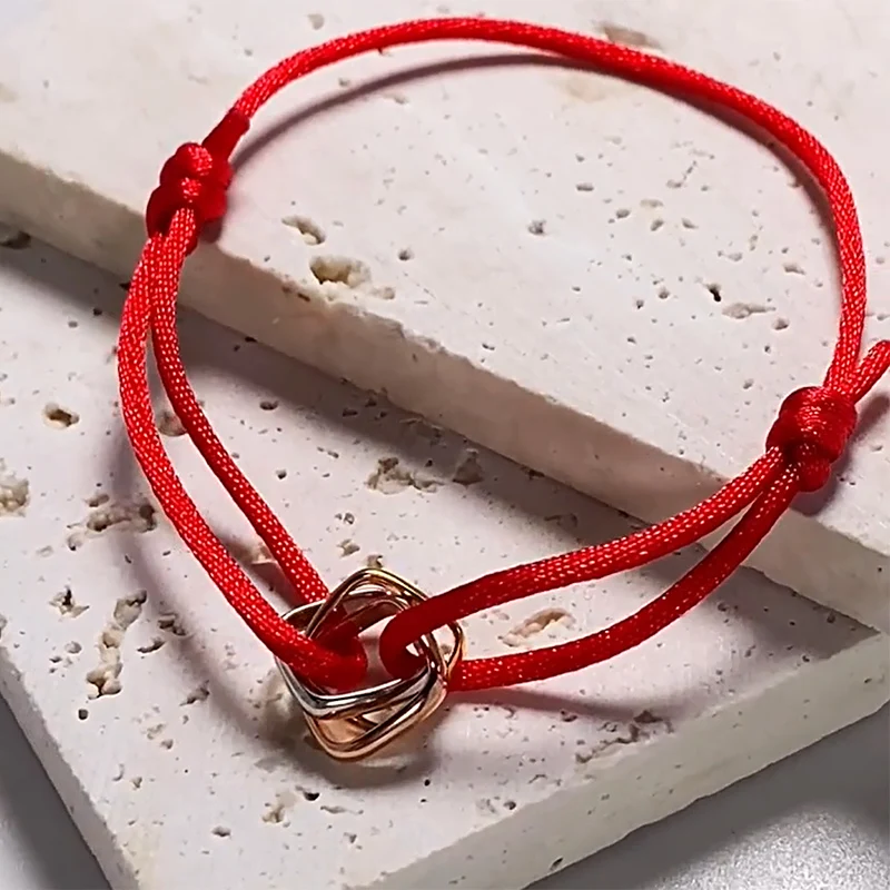 سوار ثلاثي من الفولاذ المقاوم للصدأ للنساء ، نسج قابل للتعديل ، حبل قطن ، ثلاثي الألوان ، مجوهرات ماركة أزياء ، بيع بالجملة ، 22 لونًا