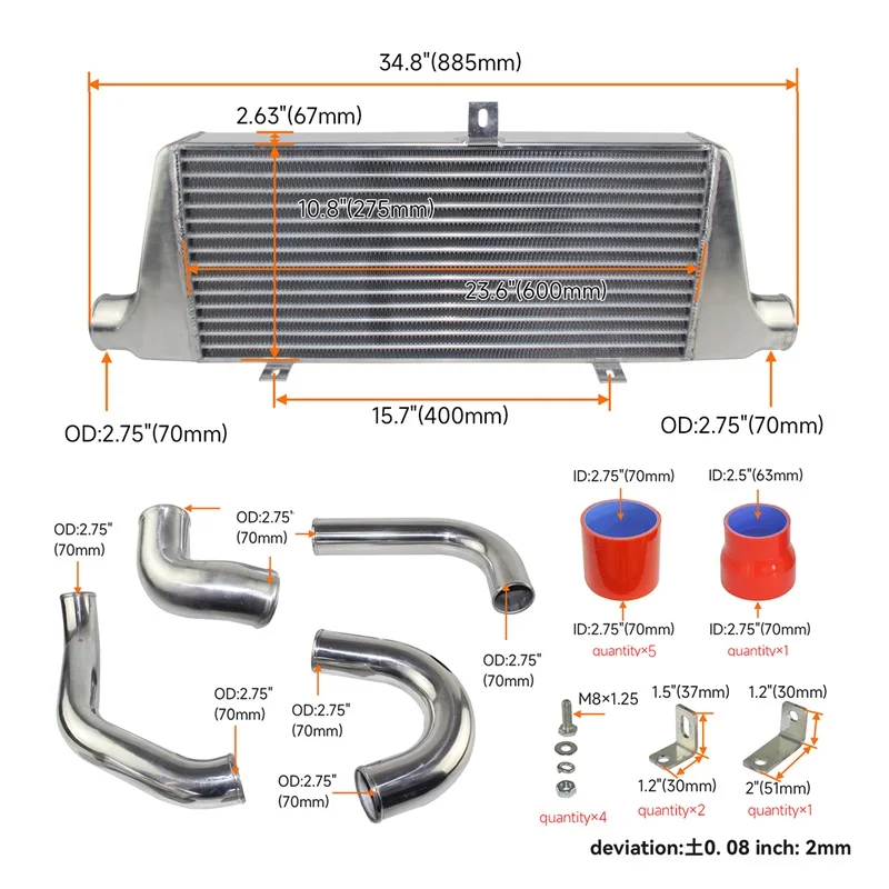 Front Mount Intercooler Hose Kit Tube & Fin For Toyota Chaser MARK II JZX110 1JZ-GTE 1JZGTE 2.5L Torbo Engine 2000-2004
