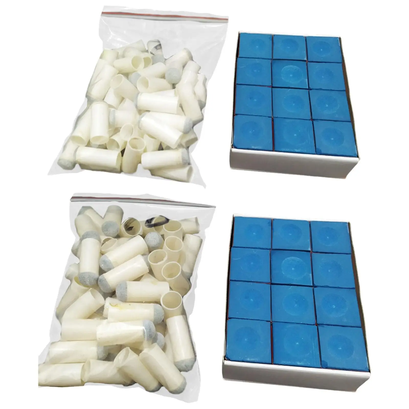 50Pcs Slip on Pool Cue Tips Protective with Pool Cue Chalk Billiard Cue Tips