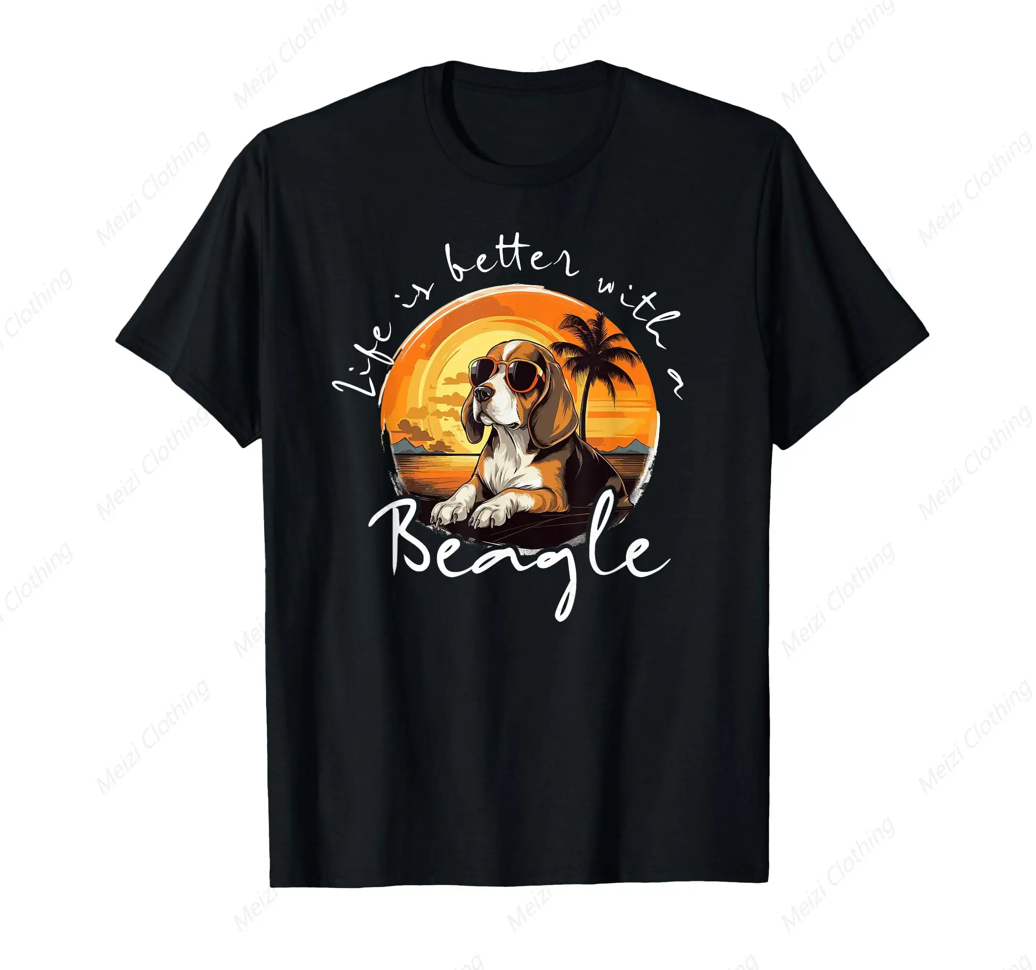 

Wearing A Vintage Funny Beagle Print Shirt And A Beagle Lover Men's T-Shirt For A Better Life Pure Cotton Clothes