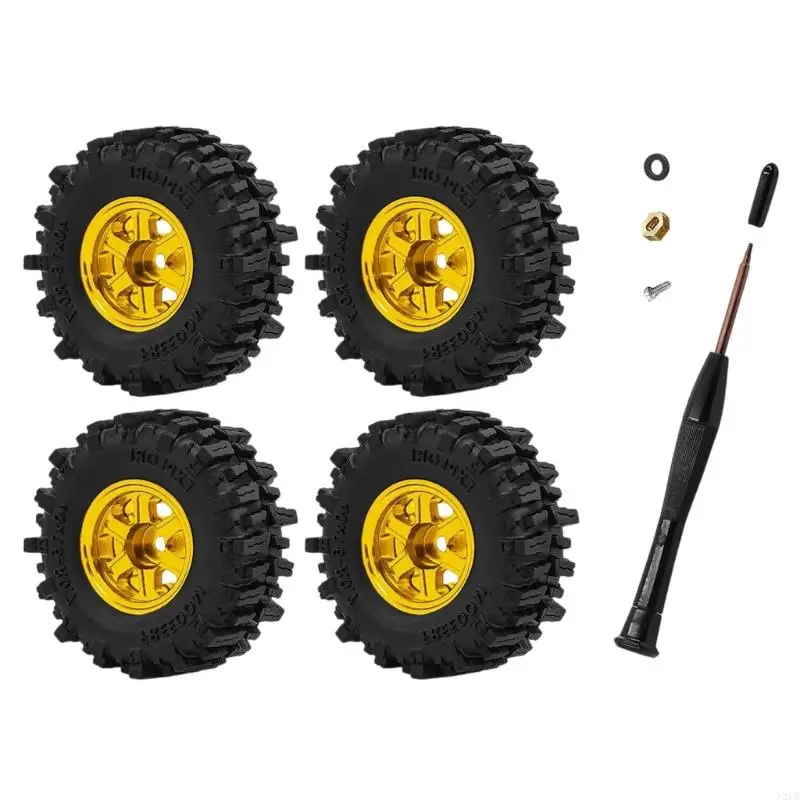Packung mit 1 Satz SCX30 0,7-Zoll-Gummirädern mit Reifen mit festem Halt für funkgesteuerte Modelle Maßstab 1:30 A2UB – Detail 8