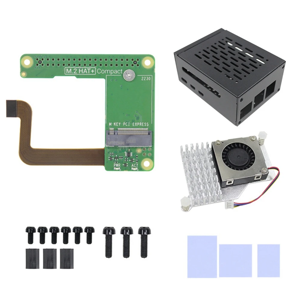 A85P For Raspberry Pi 5 PCIe to NVMe SSD Expansion Board M.2 HAT+ Hard Drive Adapter with Case Cooling Fan