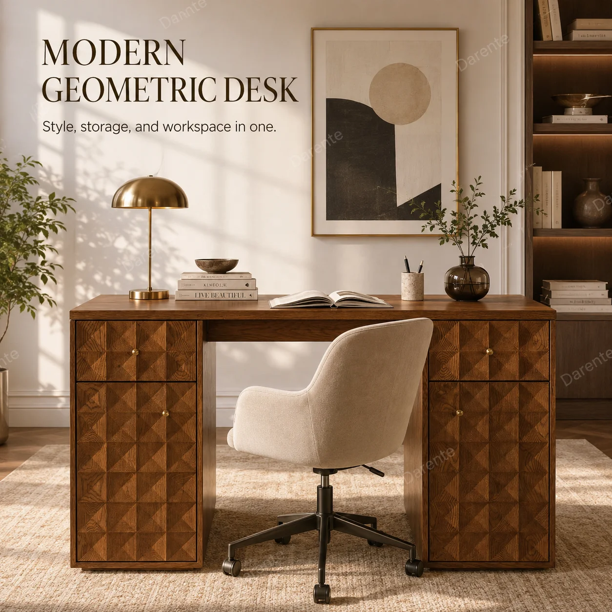 Handmade diamond pattern desk, luxury space set