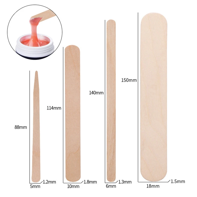 100PCS Disposable Wood Stick Beauty Spatulas Log Hair Removal Wax Coating and Scraping Tool Eyebrow Trimming Wooden Stick