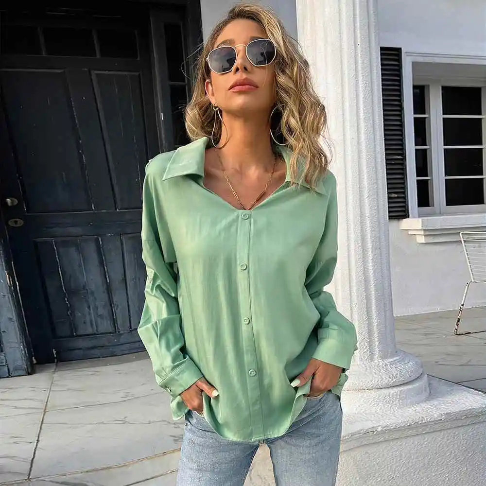 

Свободный женский модный повседневный топ V-Ne Long Sve irt для среднего возраста и ли