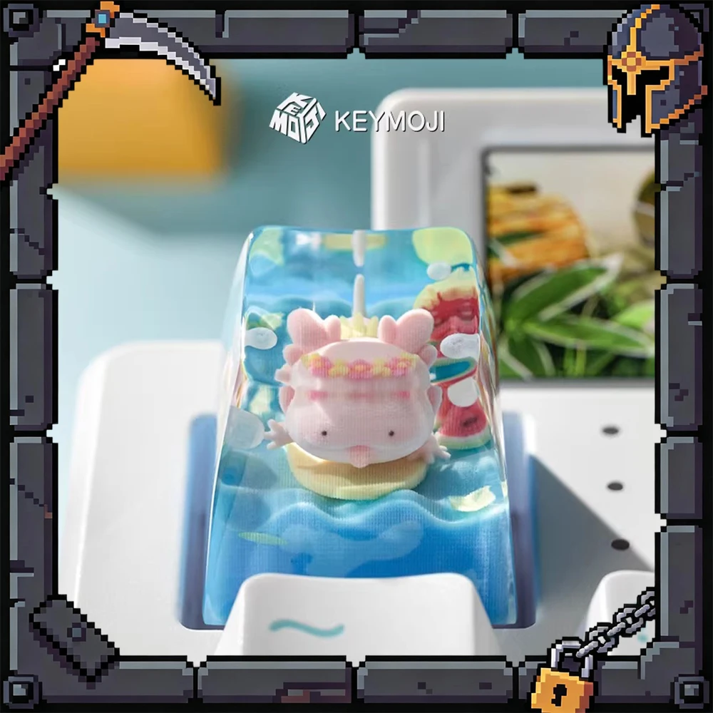 KEYMOJI Pool Party PC Resin Keycaps Cute personality Single Creative Magnetic Axis Keyboard Keycaps For PC Accessories Gifts