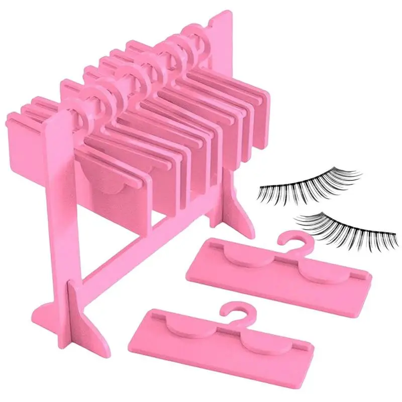 Acrylic Eyelash Hanger Rack Mini Eyelashes Storage Holder Display Stand With 10pcs Coat Hangers Tabletop Organizer Gifts