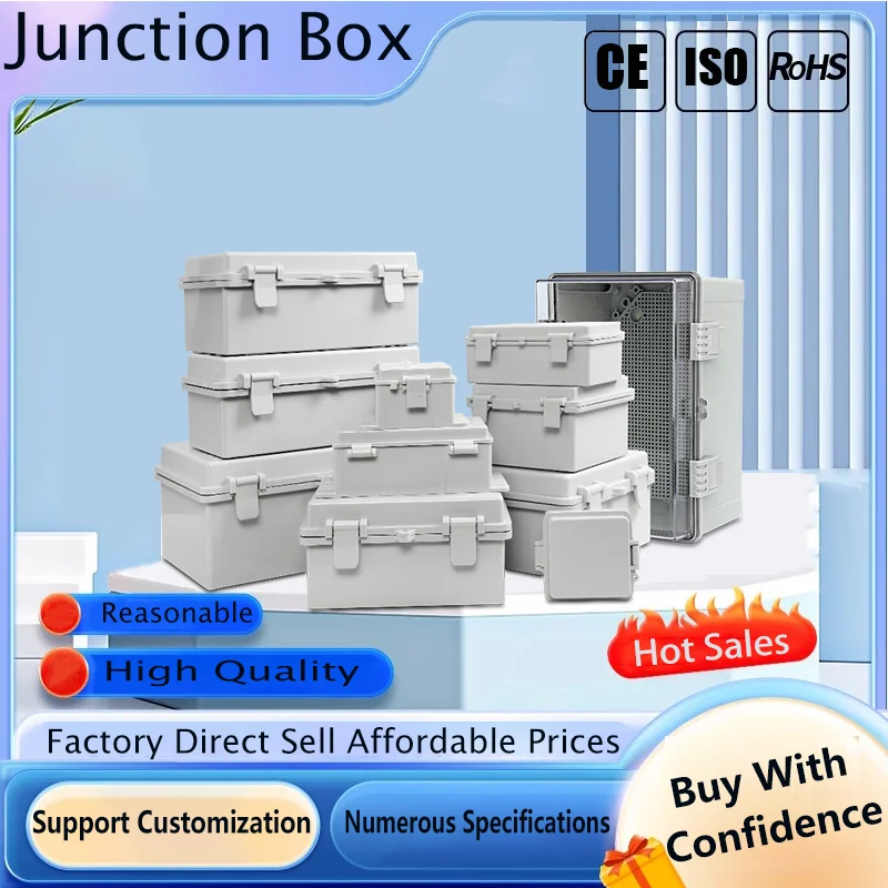 

ABS Plastic IP66 Waterproof Gray/Transparent Enclosure Cover Outdoor Electrical Distribution Junction Box for Projects