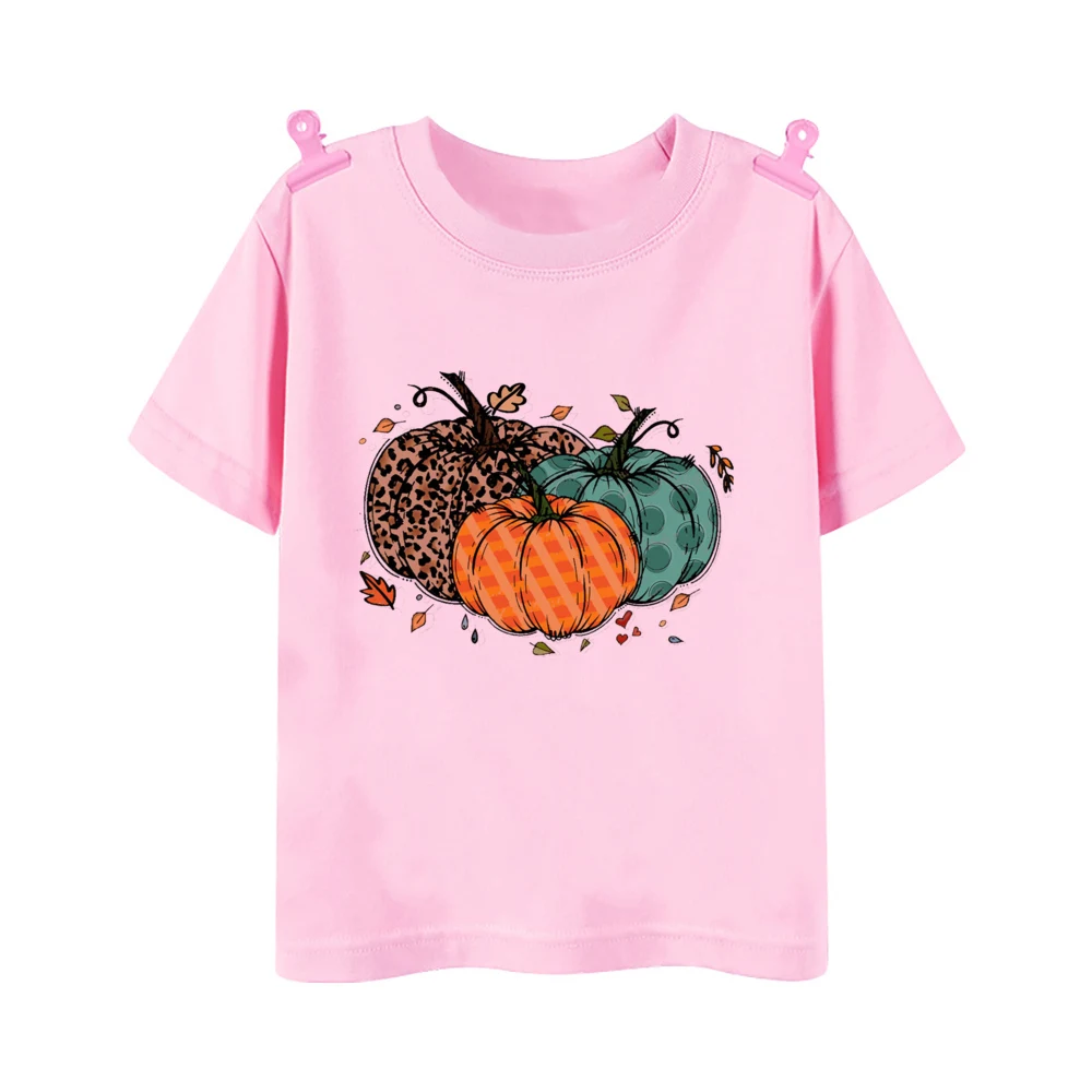 Little Pumpkin with A Lot of Spice Print T-shirt Fall Festive Shirt Kids Tops Clothes Halloween Thanksgiving Toddler Outfit Tee