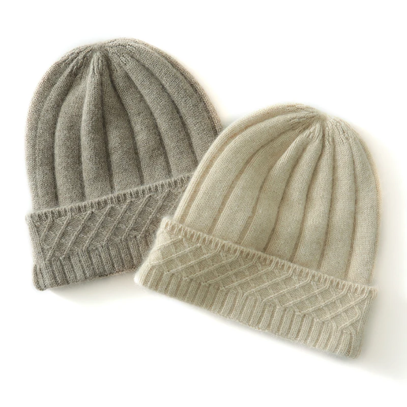 

Classic men's and women's cashmere hats, solid color knitted hats, simple foldable design, outdoor fashion, autumn and winter