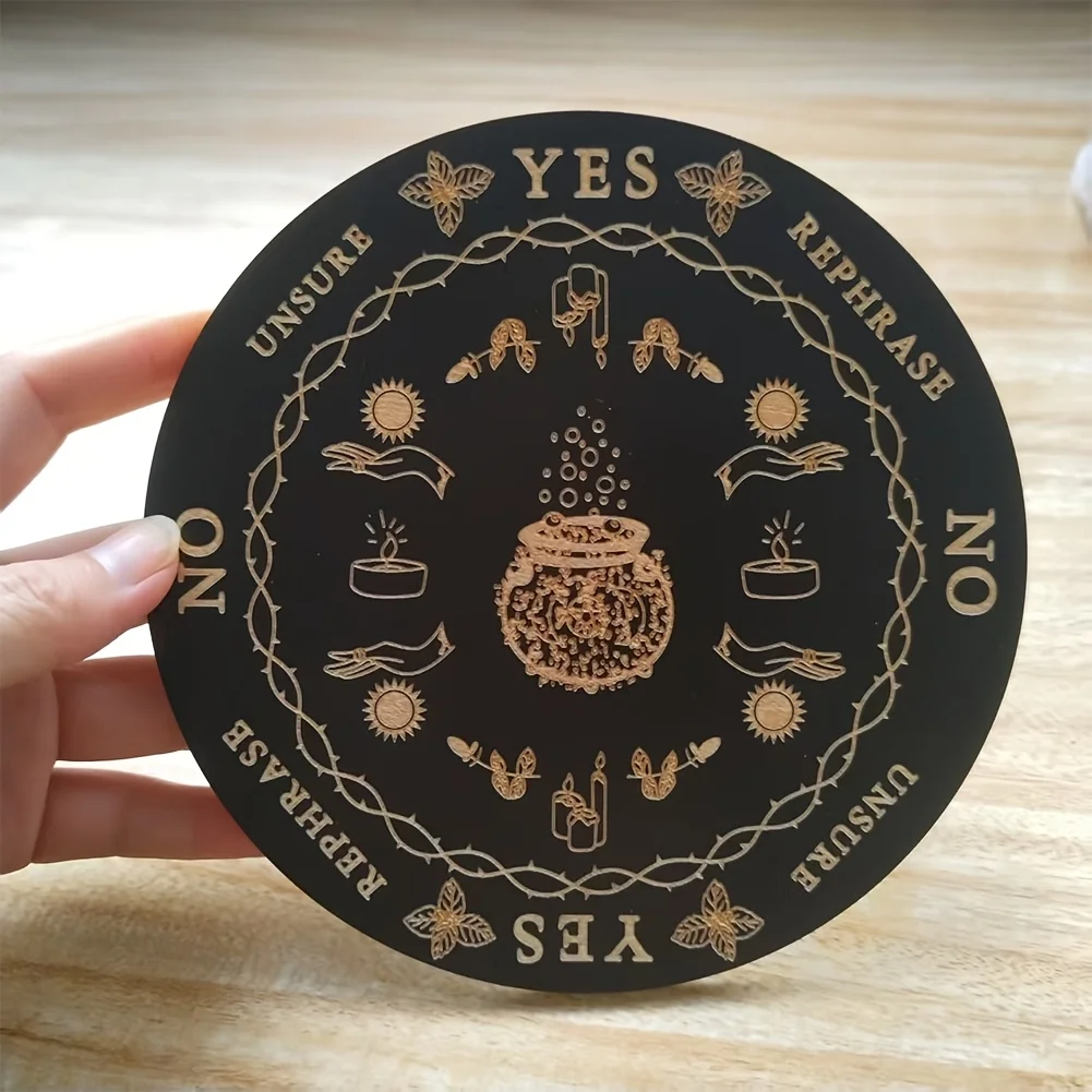 2D Flat, Laser Engraved Wicca Energy Pentagram Symbol TAROT Divination Hanging Board | Witch Fortune Telling Decision Altar Prop
