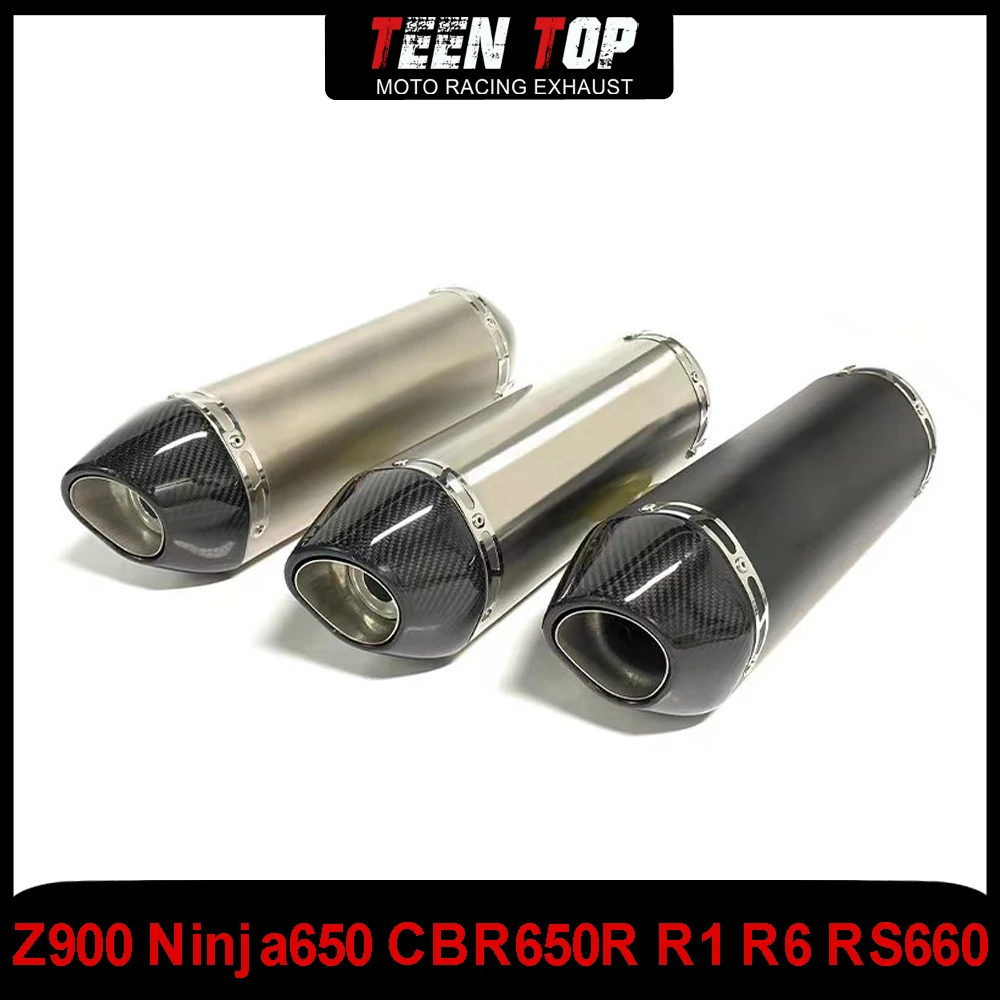 

Motorcycle 51MM Carbon Fiber Exhaust System Z900 Ninja650 CBR650R R1 R6 RS660 Motobike Universal Silencieux Exhaust Muffler