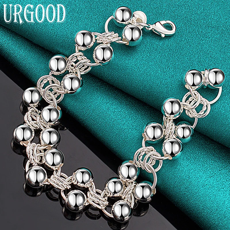 

925 Sterling Silver Smooth Grape Beaded Braid Chain Bracelet For Women Men Party Engagement Wedding Fashion Jewelry