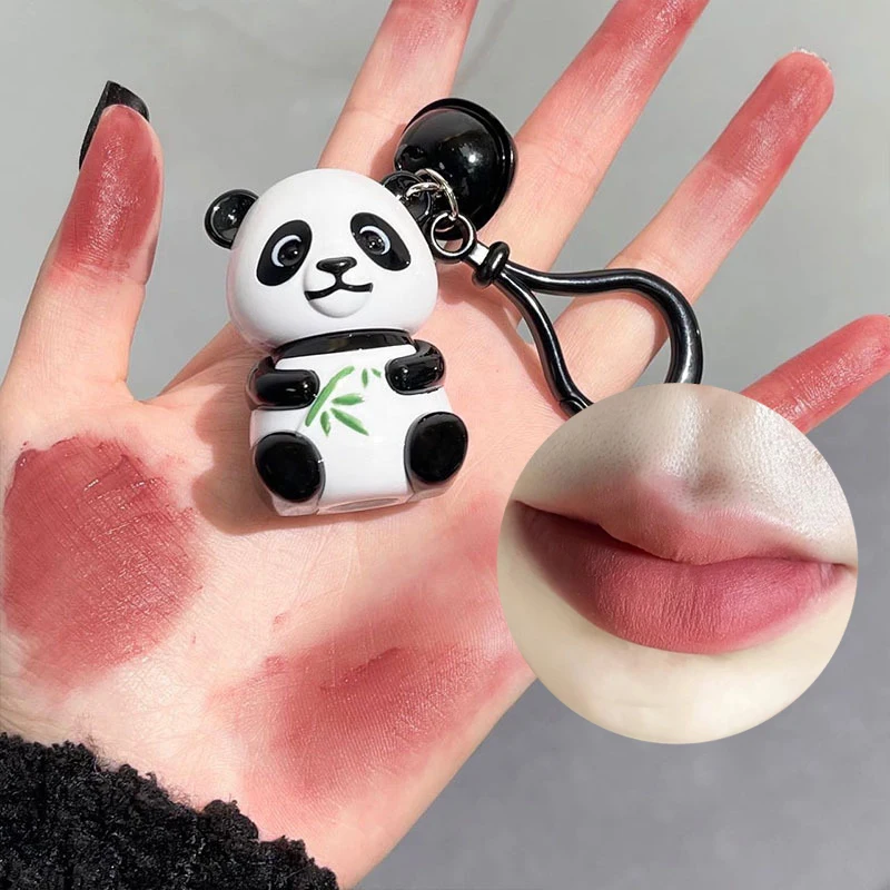 Velvet Matte Red Lip Gloss Lipstick Moisturizing Long Lasting Makeup Panda Keychain Lip Glaze Mud Sexy Lip Tint Korean Cosmetics