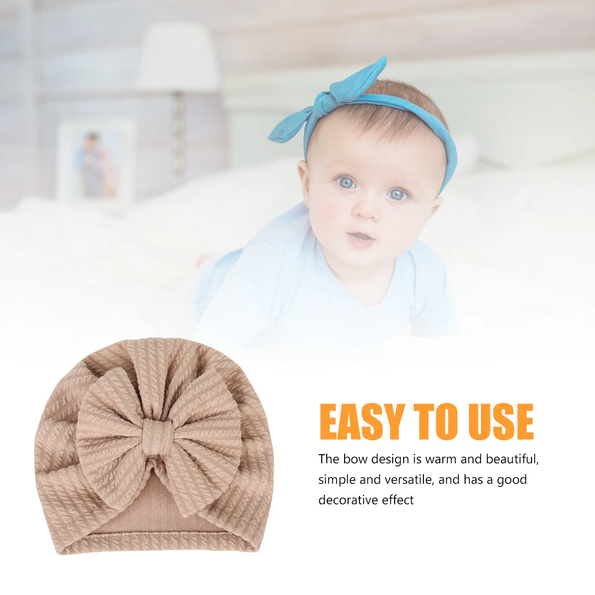 

Baby Warm Hat Kids Bowknot Design Soft Comfortable Winter Headwear Elastic Thermal Cap Baby Warm Hat Children Winter Headwear