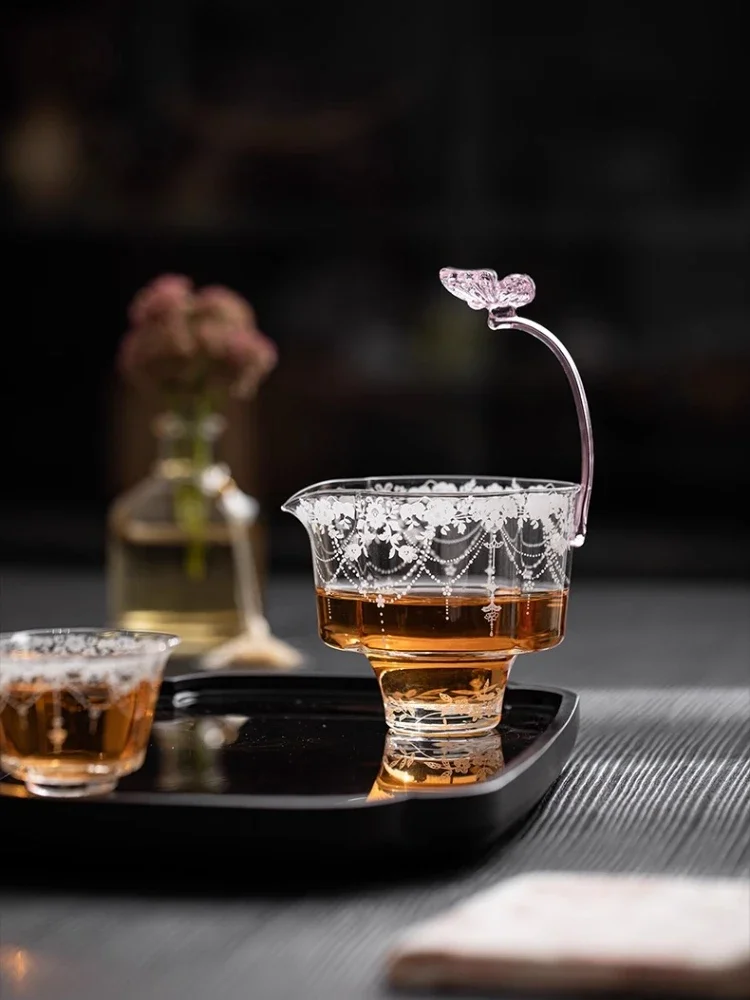 Butterfly Heat-Resistant Glass Fair Cup High-Value Exquisite Women's Water Cup Tea Brewing Cup Tea Divider
